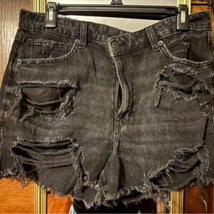 American Eagle Outfitters Black Distressed Denim Cutoff Shorts